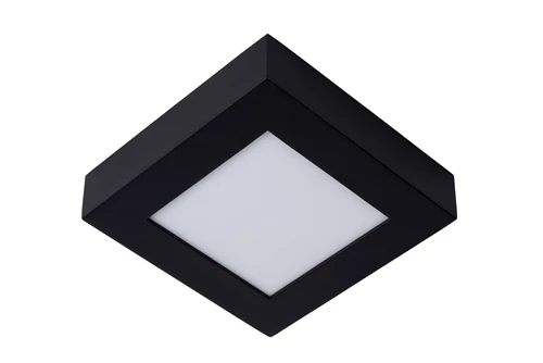Lucide BRICE-LED - Plafonnière Badkamer - LED Dimb. - 1x15W 3000K - IP44 - Zwart - uitgezet